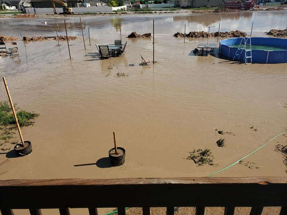 Flash floods fill a yard in Enoch on Aug. 1, 2021.