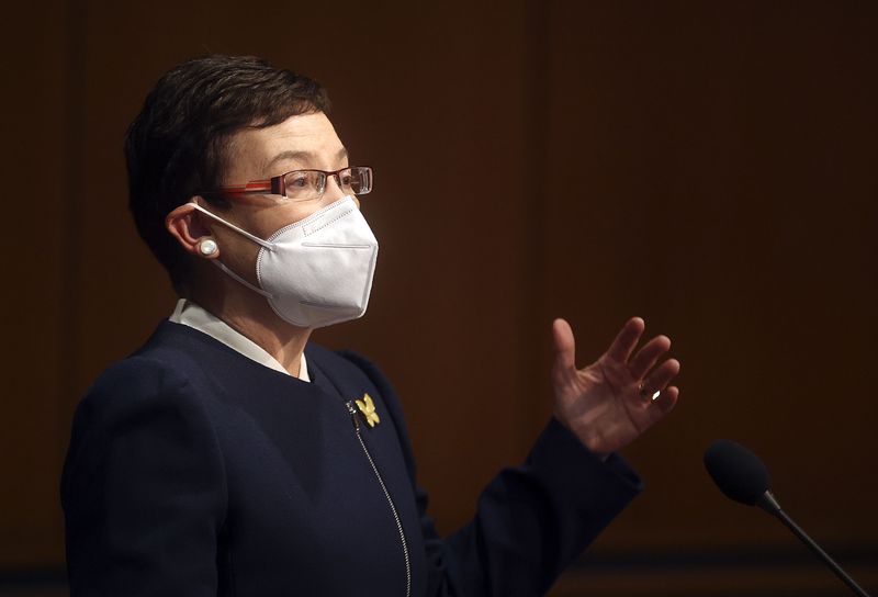 University of Utah presidential candidate Dr. Carrie L.
Byington meets with campus constituents in the Marriott Library in
Salt Lake City on Wednesday, Aug. 4, 2021. Byington is the
executive vice president of the University of California’s health
enterprise and a professor of pediatrics at the University of
California, San Francisco.