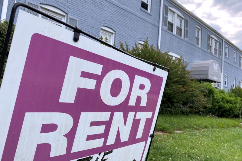 A "For Rent" sign is displayed in Arlington, Virginia, June 20, 2021. A judge Thursday ordered the Biden administration to respond to a legal challenge to a new eviction moratorium.