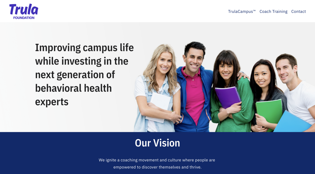 An image from the Trula Foundation website showcases the nonprofit's focus on mental health.