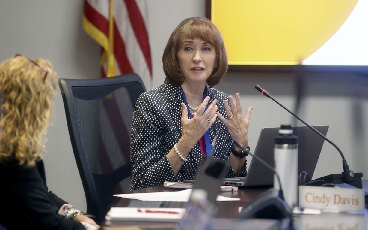 Sydnee Dickson, state superintendent of public instruction, speaks during a Utah State Board of Education meeting in Salt Lake City on Thursday.