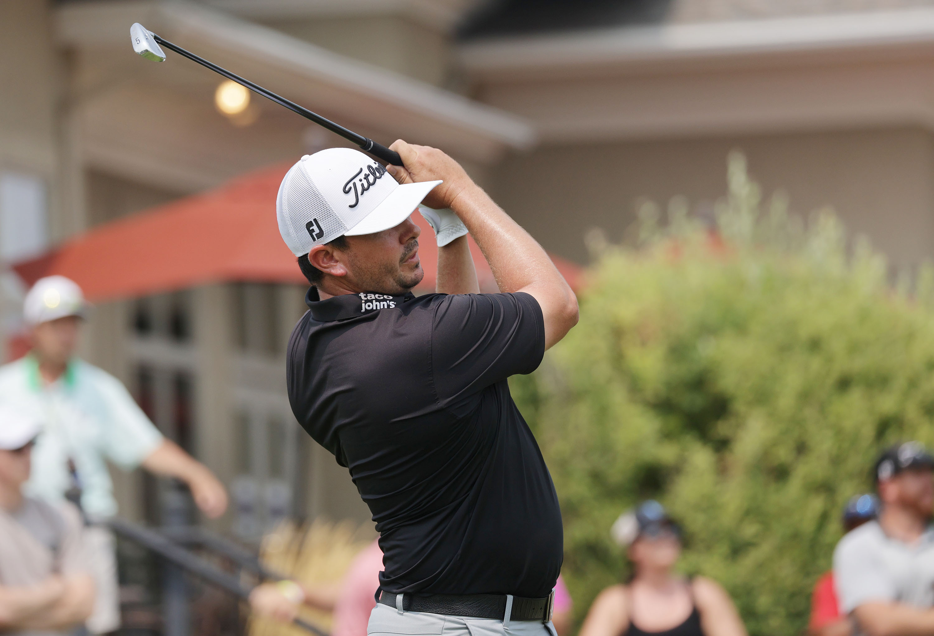 Joshua Creel hits during the final round of Utah Championship at Oakridge Country Club in Farmington on Sunday, Aug. 8, 2021.
