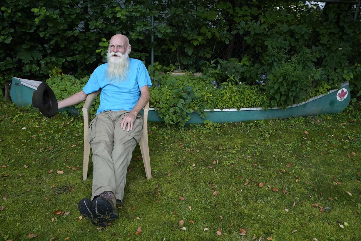 David Lidstone, 81, speaks during an interview Tuesday, in Boscawen, N.H. Lidstone, an off-the-grid New Hampshire hermit known to locals as "River Dave," had been living in a cabin in the woods along the Merrimack River, in Canterbury, N.H., for nearly three decades. He was jailed July 15, 2021, on a civil contempt sanction and was told he'd be released if he agreed to leave the cabin, that has since burnt down.