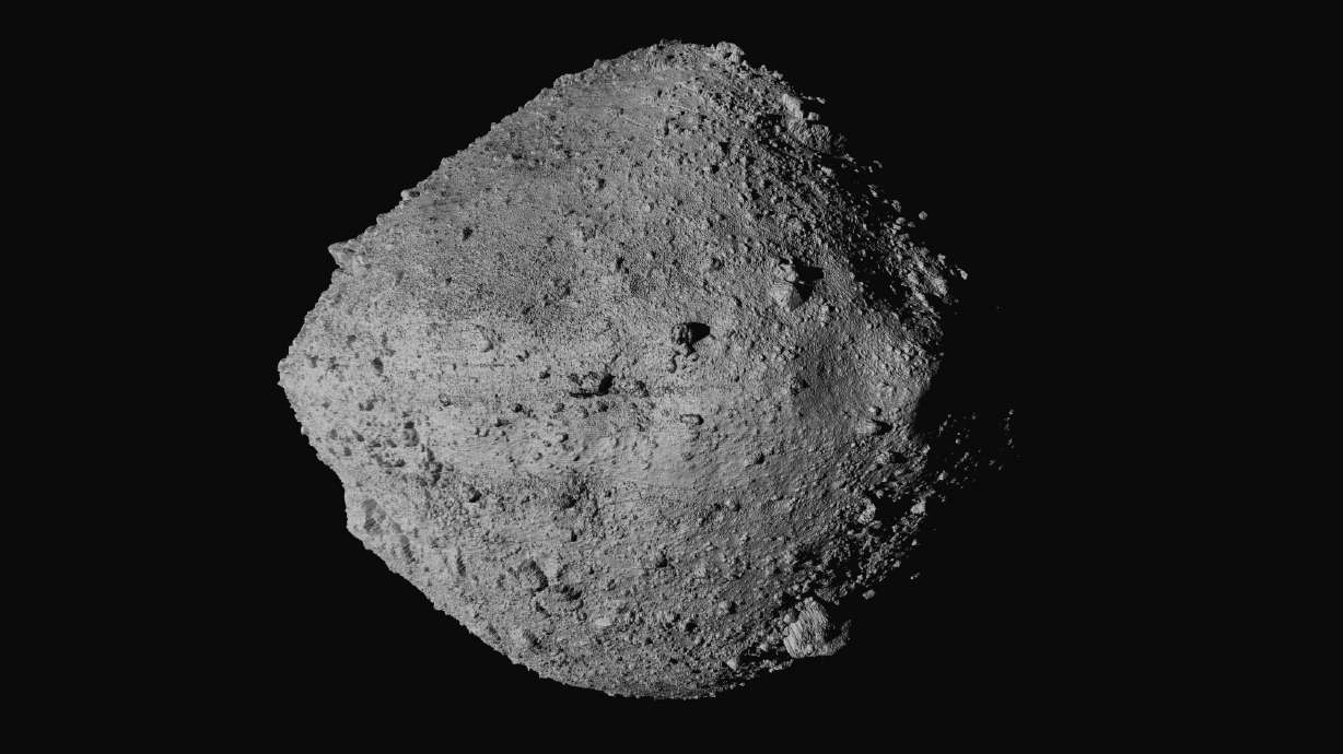 This undated image made available by NASA shows the asteroid Bennu. On Wednesday, scientists said they have a better handle on asteroid Bennu’s whereabouts for the next 200 years.