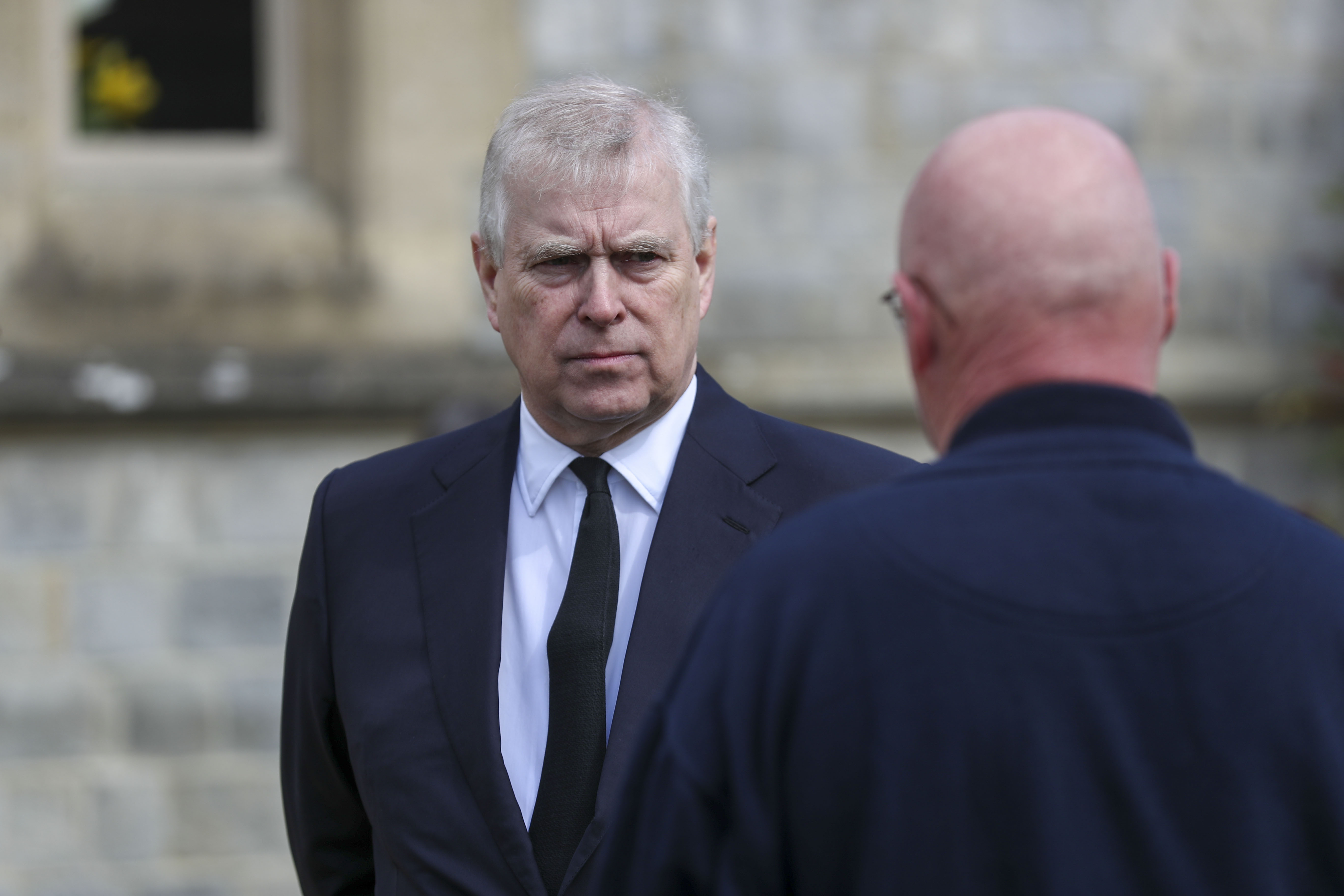 Britain's Prince Andrew attends the Sunday service at Royal Lodge, Windsor, following the death announcement of his father, Prince Philip, in England, Sunday, April 11, 2021. Longtime Jeffrey Epstein accuser Virginia Giuffre sued Prince Andrew Monday saying he sexually assaulted her when she was 17. 