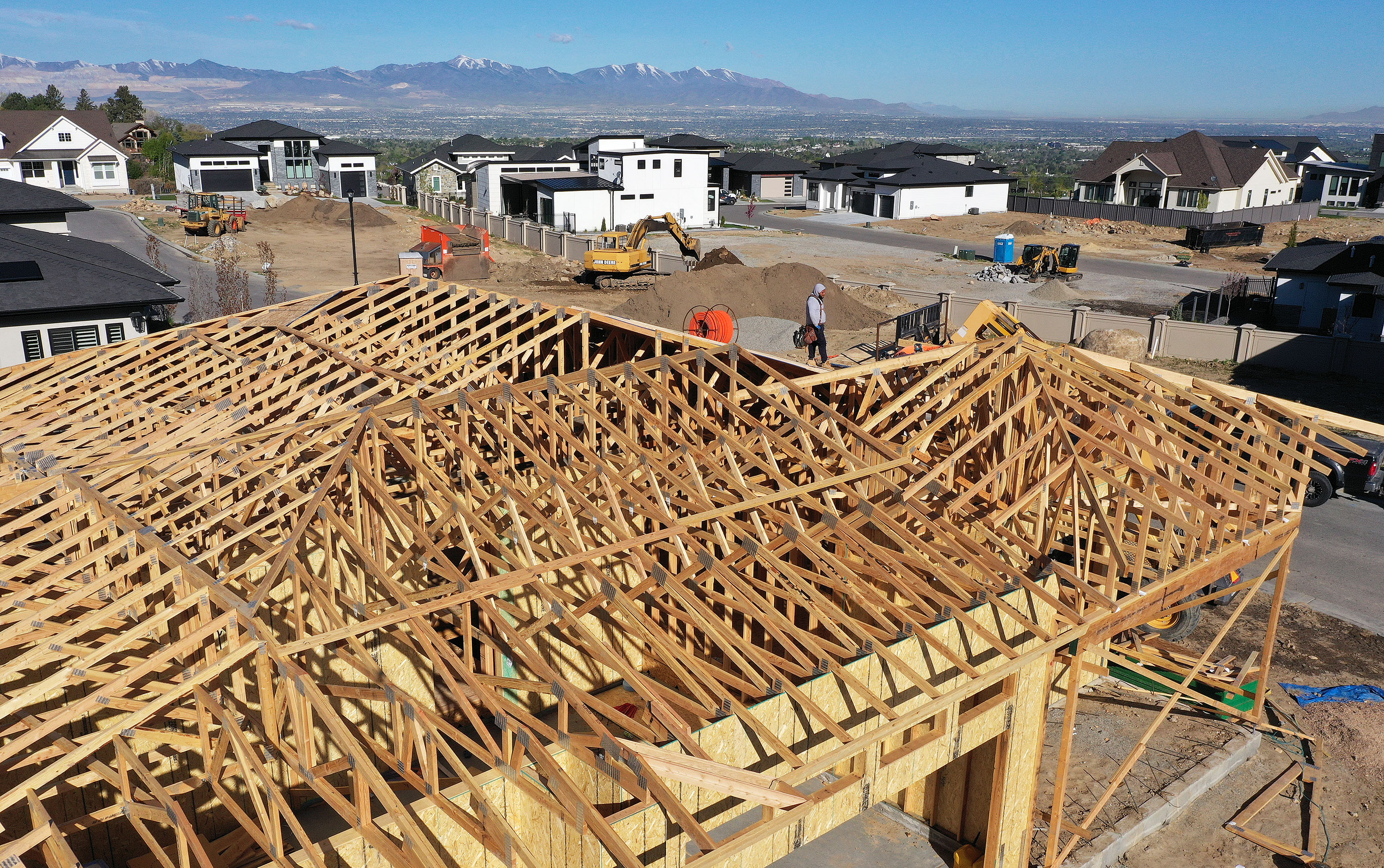 A house under construction in Sandy, May 5, 2021. A new report finds Utah's population is still on pace to grow by 66% over the next four decades.