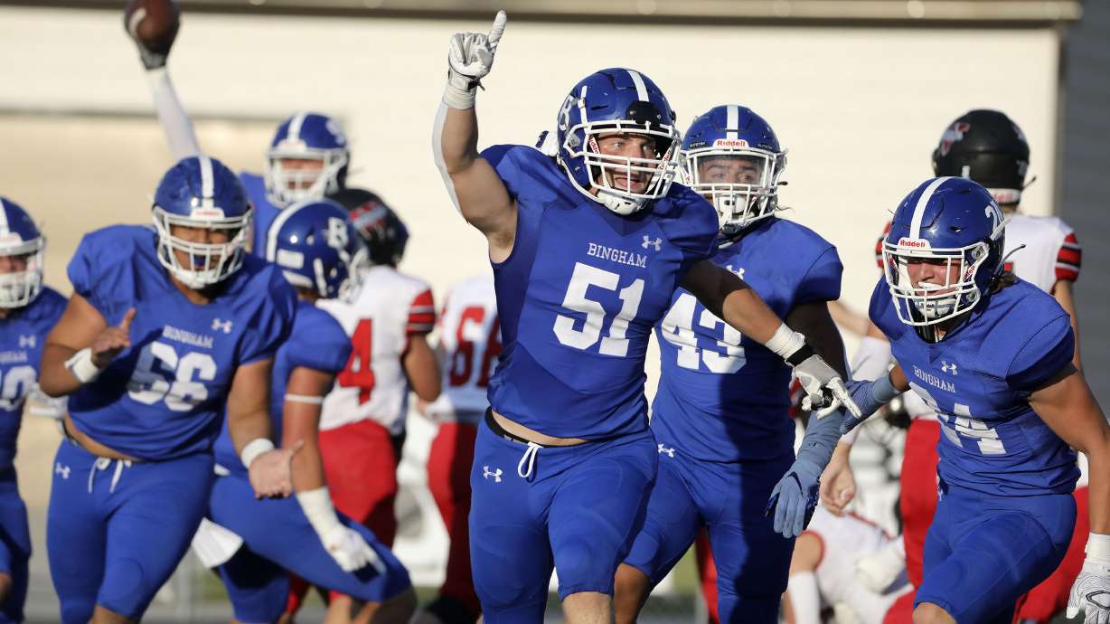Weber and Bingham compete in a high school football game in South Jordan on Friday, Aug. 13, 2021.
