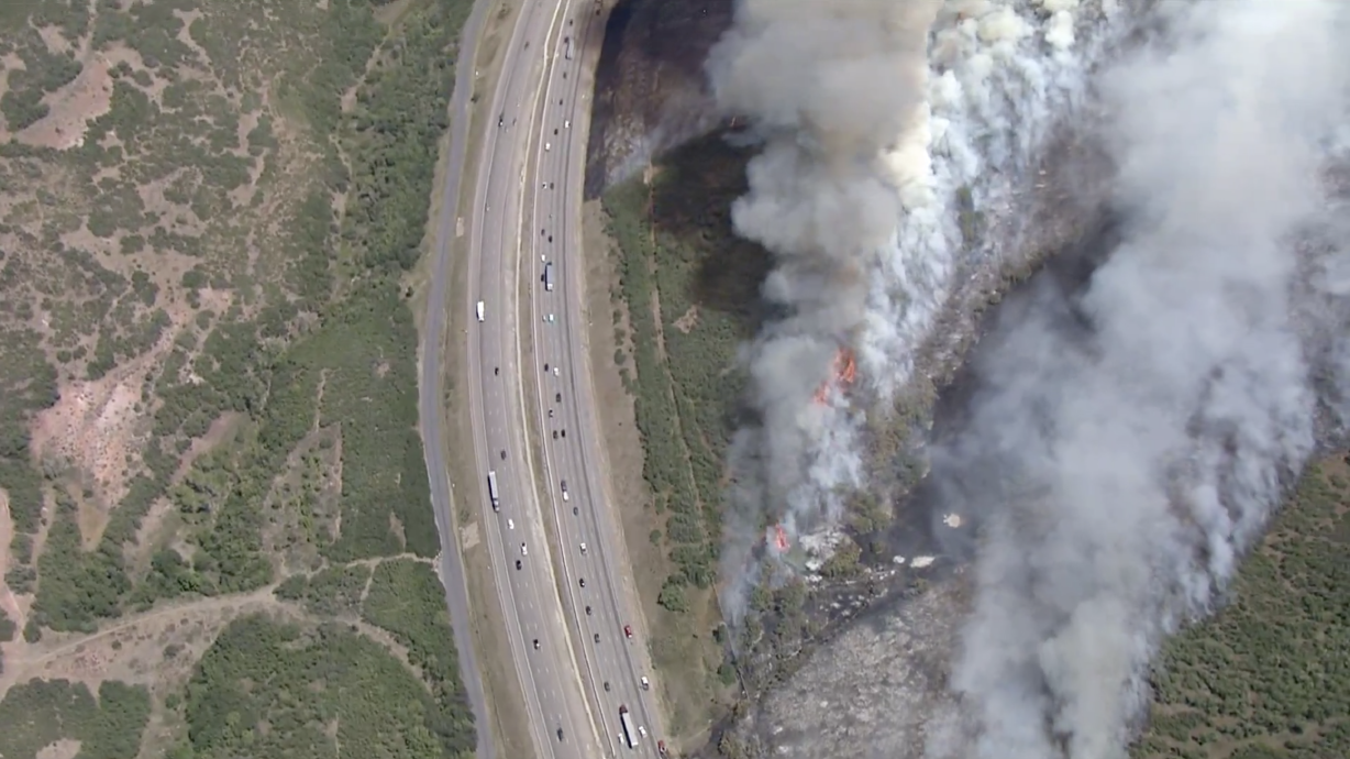 Firefighters respond to the Parley's Canyon Fire as the fire rages near I-80 on Aug. 14. The fire was one of Utah's 202 human-caused wildfires after June 30, as the percent of human-caused fires dropped.