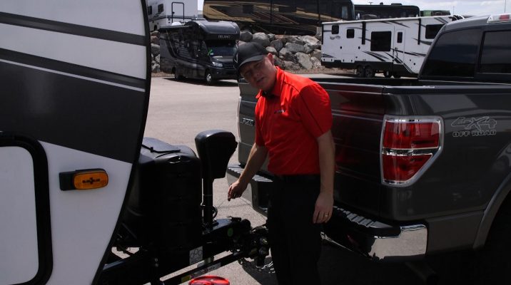 General RV’s Zac Andersen reminds drivers who are towing a trailer, boat, or four-wheelers to double check that their safety chains and emergency breakaway cable are properly secured and that their couple is locked down.