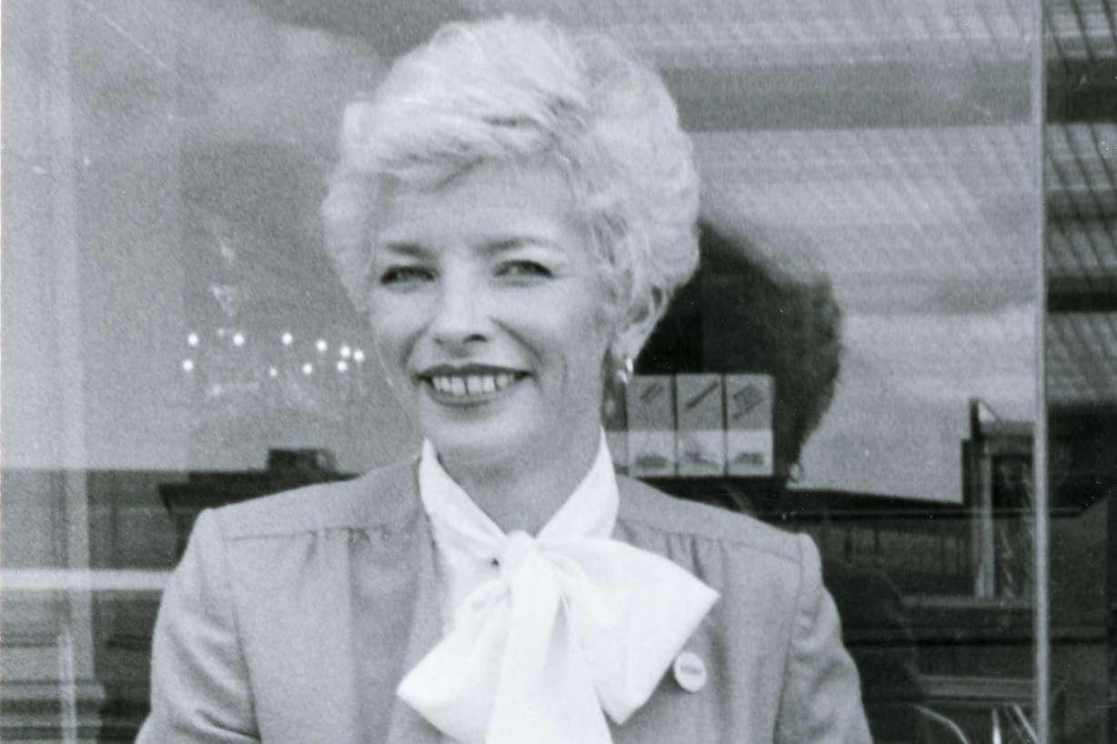 Joyce Yost sits outside an Ogden business in this undated picture.