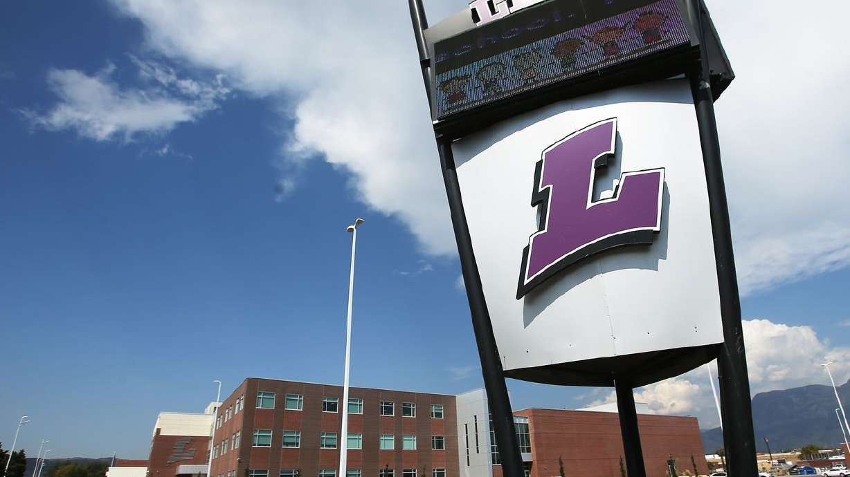 Lehi High School in Lehi is pictured on Wednesday. A widely shared cellphone video of a Lehi High School science teacher expressing her political opinions to students in her classroom may well become a teaching moment for people training to become educators.