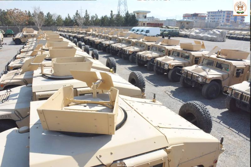 Military vehicles transferred by the U.S. to the Afghan National Army in February.
