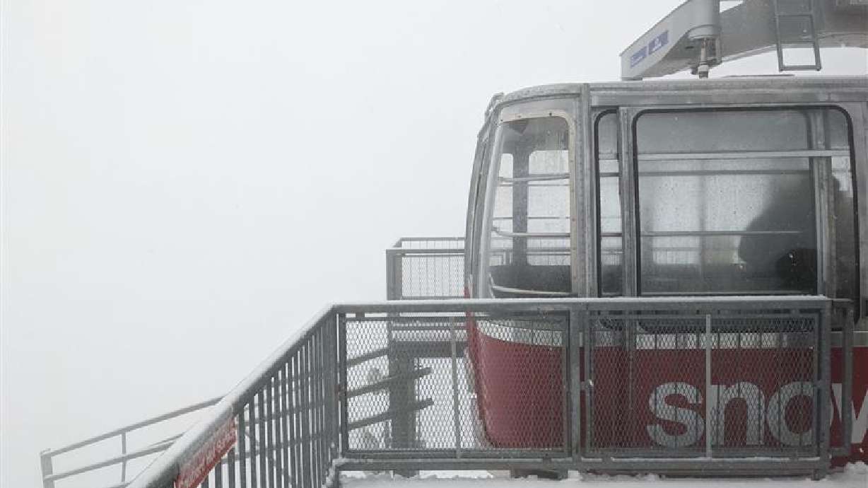 Snow falls at Snowbird resort in Little Cottonwood Canyon on Thursday.