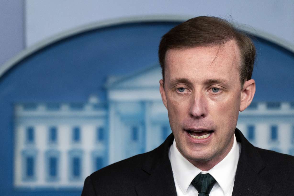 White House national security adviser Jake Sullivan speaks during a press briefing at the White House in Washington, Tuesday.