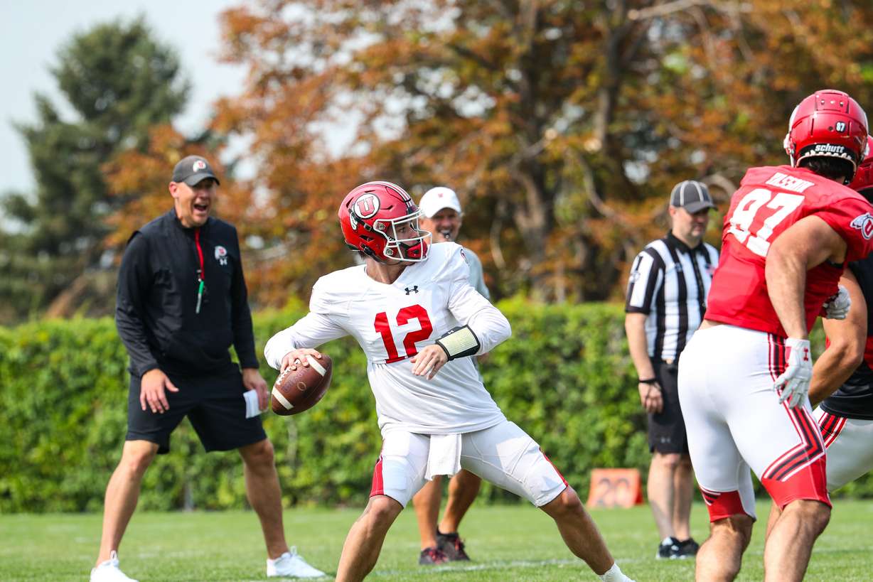 Senior quarterback Charlie Brewer (12) prepares to throw a pass during practice on Aug. 10, 2021.