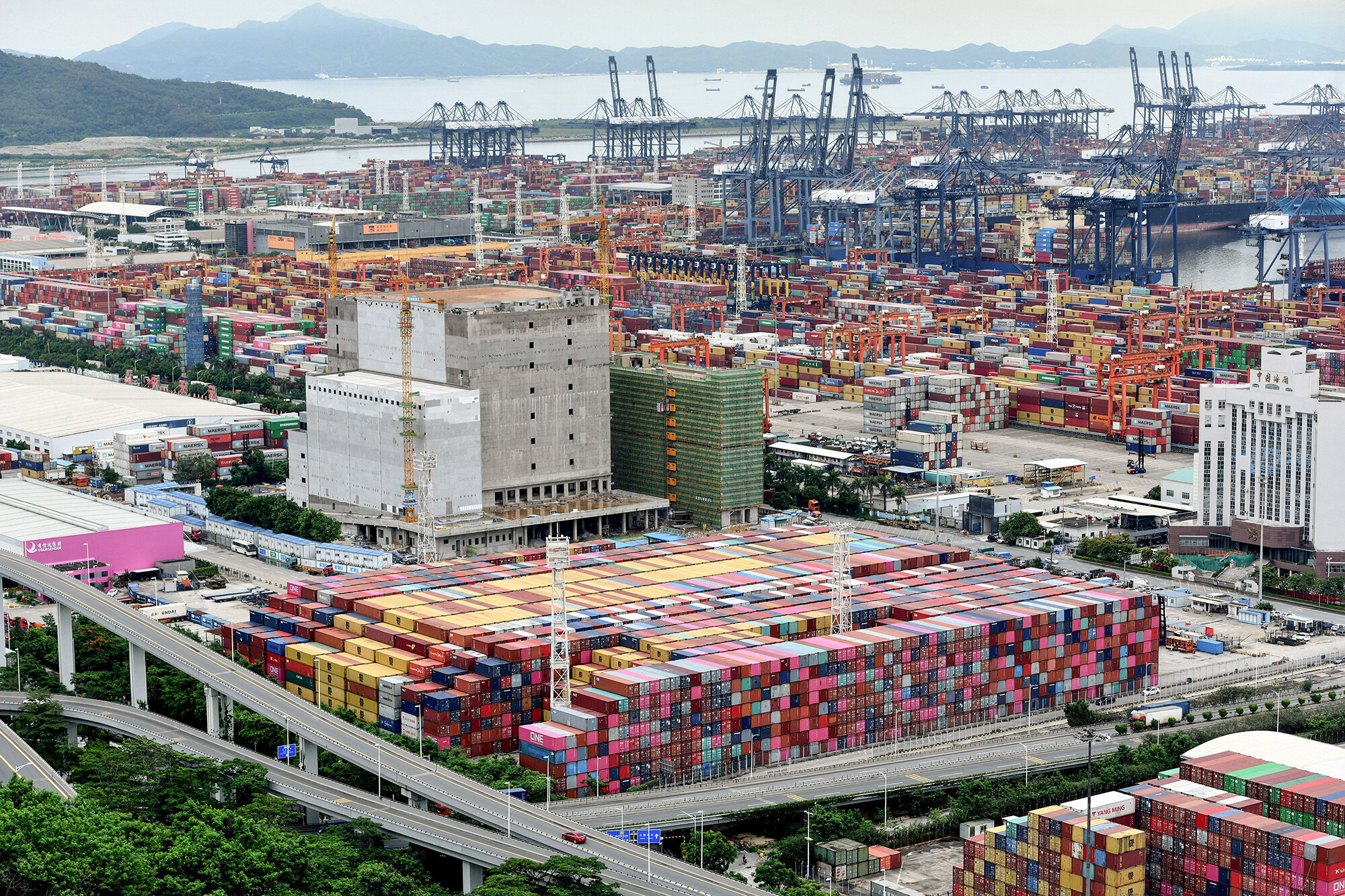 The shipping crisis is getting worse. In this image, cargo containers are stacked at Yantian port on June 22 in Shenzhen, China.