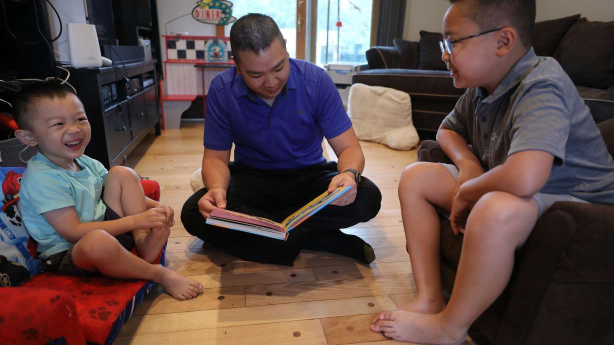Dr. Minh-Tu Do reads a book to his sons Joey, 4, and Justin, 9, at home. Both children received the COVID-19 vaccine as part of a Pfizer-BioNTech clinical trial with Rutgers University .Parents are clamoring to hear more about approval or authorization for children under 12 now that the FDA has given full approval to Pfizer's coronavirus vaccine for people age 16 and older.