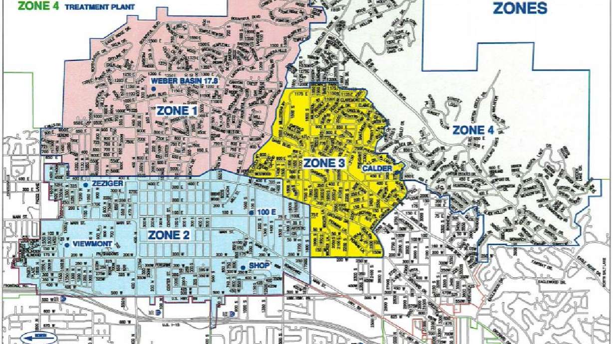 This image shows the affected areas of Bountiful after radium was found in drinking water in the city this week.
