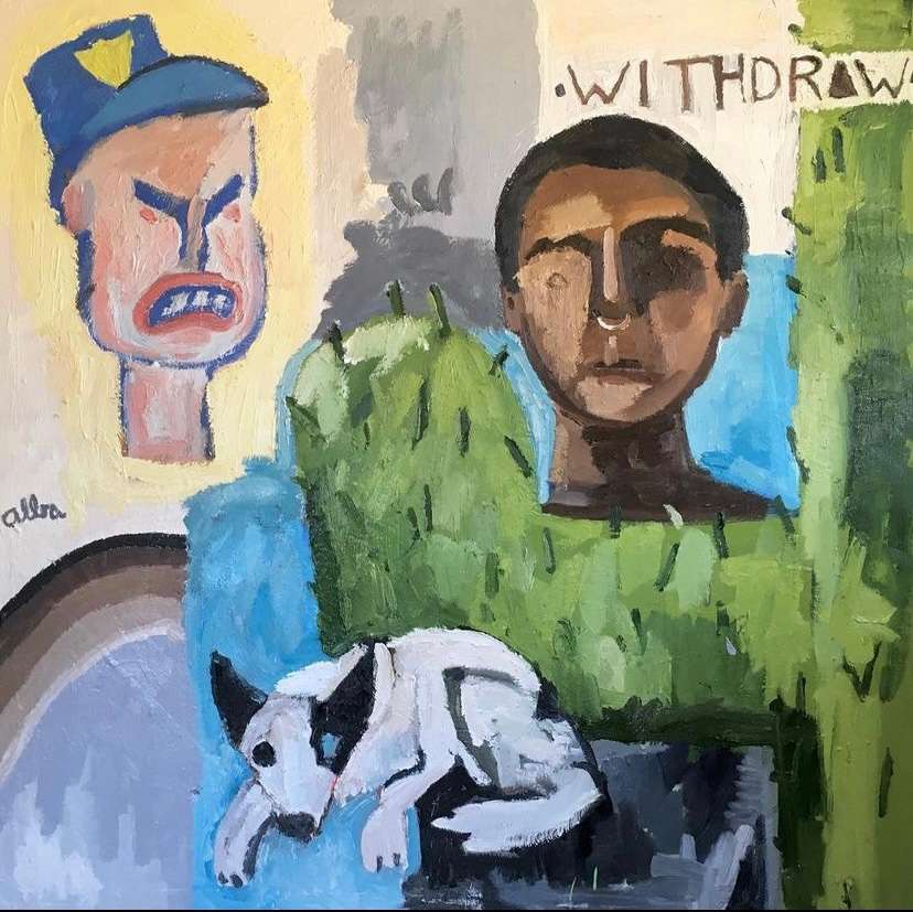 A piece created by artist Andrew Alba featured in a 2017 exhibition with Mestizo Institute of Culture and Arts.