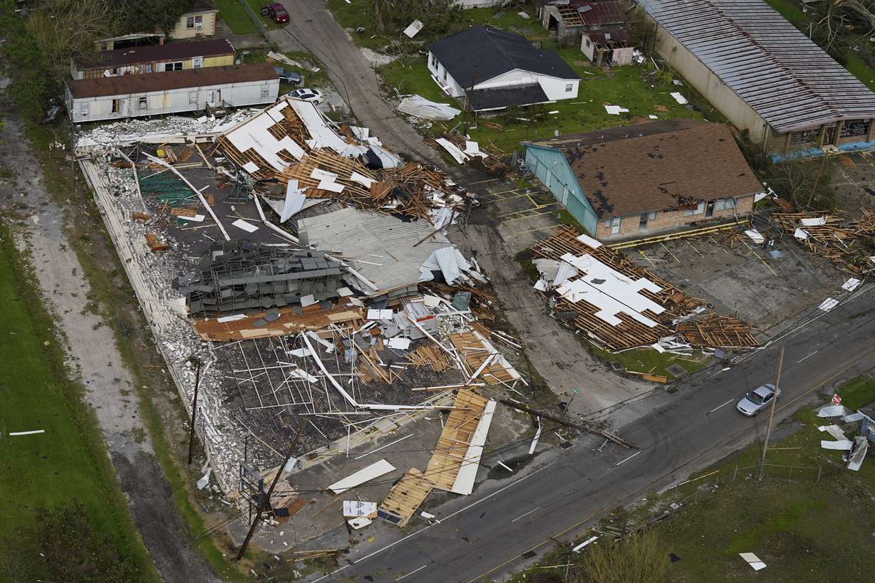 Damge is seen in the aftermath of Hurricane Ida, on Monday in Houma, La.