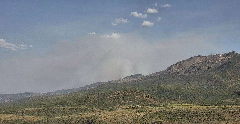 Smoke from the Oak Grove Fire as seen from the east, Pine Valley, Utah, Sunday.