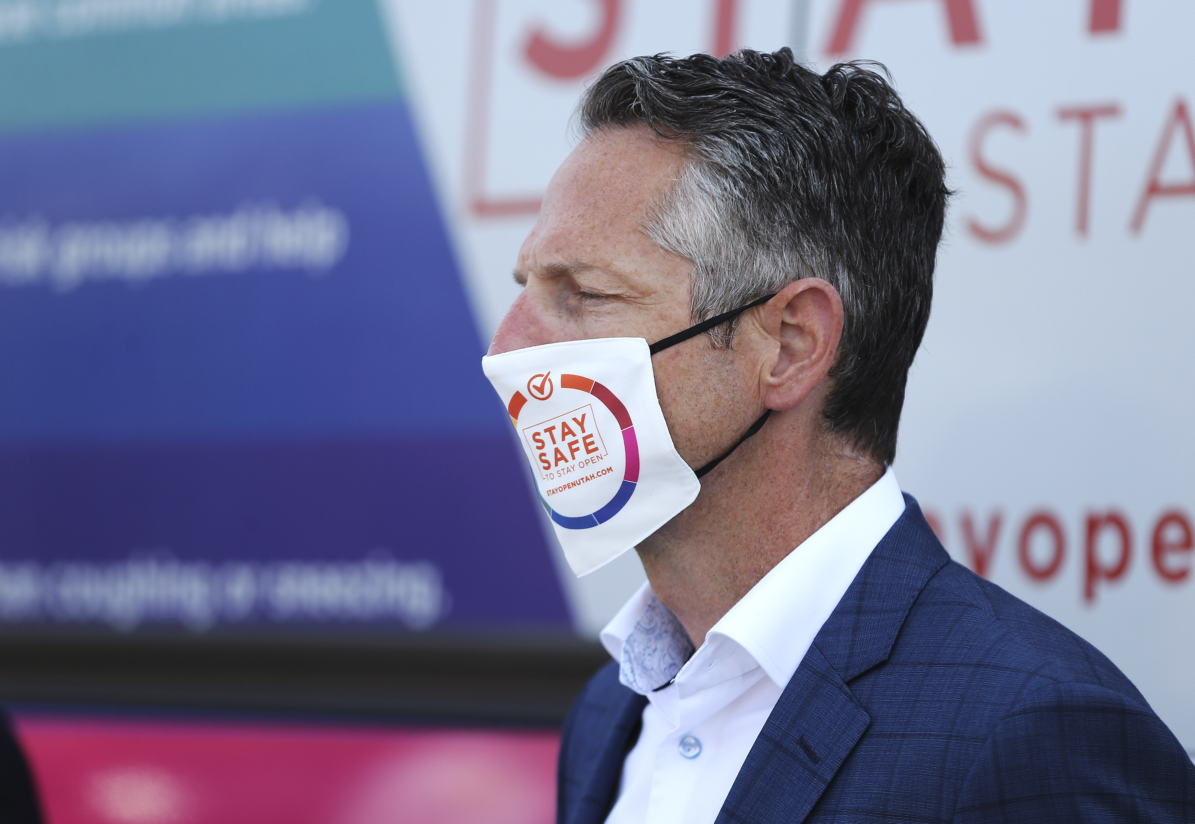 Salt Lake Chamber President and CEO Derek Miller introduces a campaign in Salt Lake City on Oct. 1, 2020. The chamber on Tuesday honored business leaders and volunteers who have bolstered the community during the ongoing pandemic.