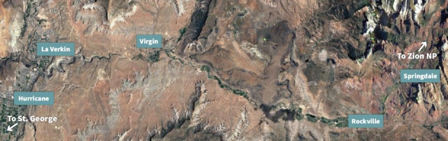 This map shows the general area where the Zion Corridor Trail would be as it connects La Verkin to Springdale in Washington County.