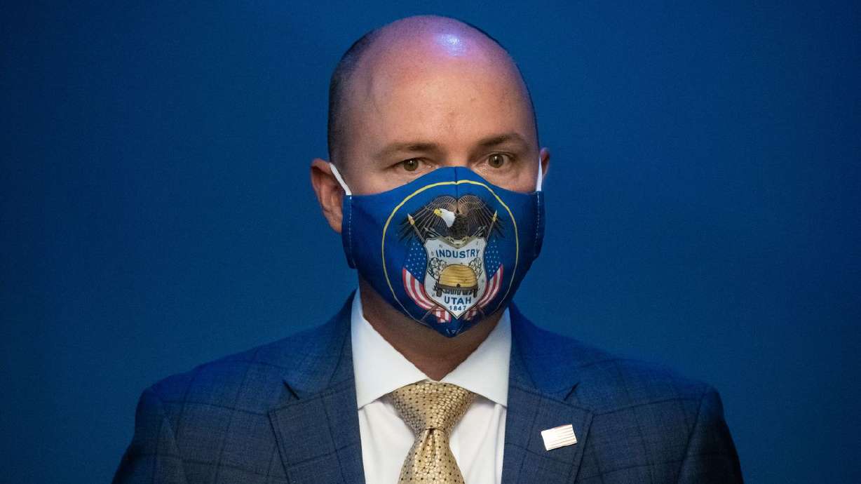 Gov. Spencer Cox arrives for a briefing on COVID-19 at the Capitol in Salt Lake City on Thursday, April 29, 2021. Cox is getting more national attention for his nuanced political takes and how he’s been wrestling with the COVID-19 pandemic.
