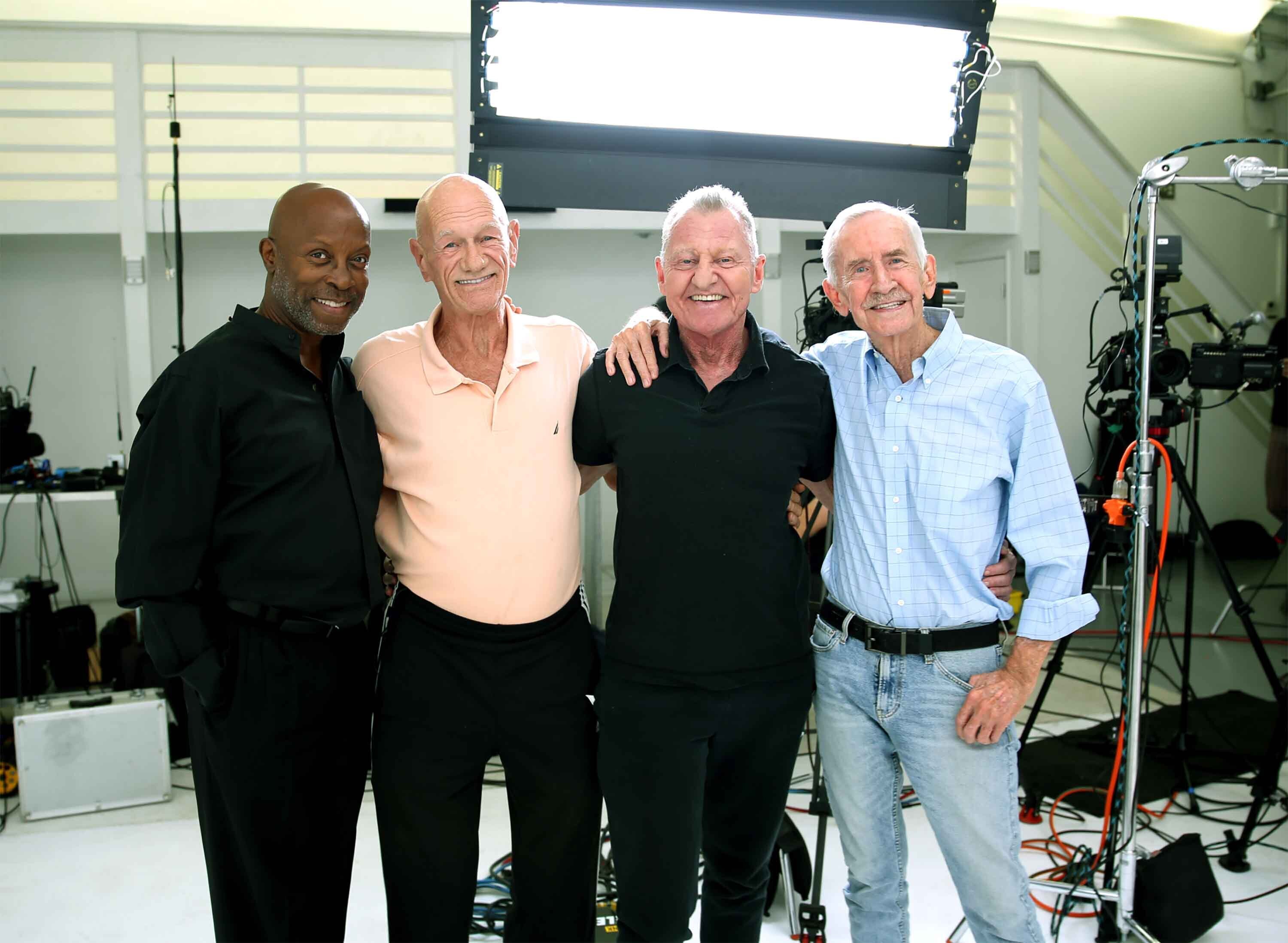 This photo shows Jessay Martin, 68, from left, Robert Reeves, 78, Michael Peterson, 65, and William Lyons, 77, in Cathedral City, California, in November 2020. The four friends, known as the Old Gays, are among a growing number of seniors making names for themselves on social media.