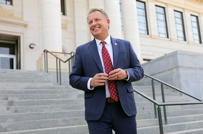 University of Utah President Taylor Randall talks to a
group of prospective and incoming students touring the University
of Utah campus in Salt Lake City on Aug. 20.