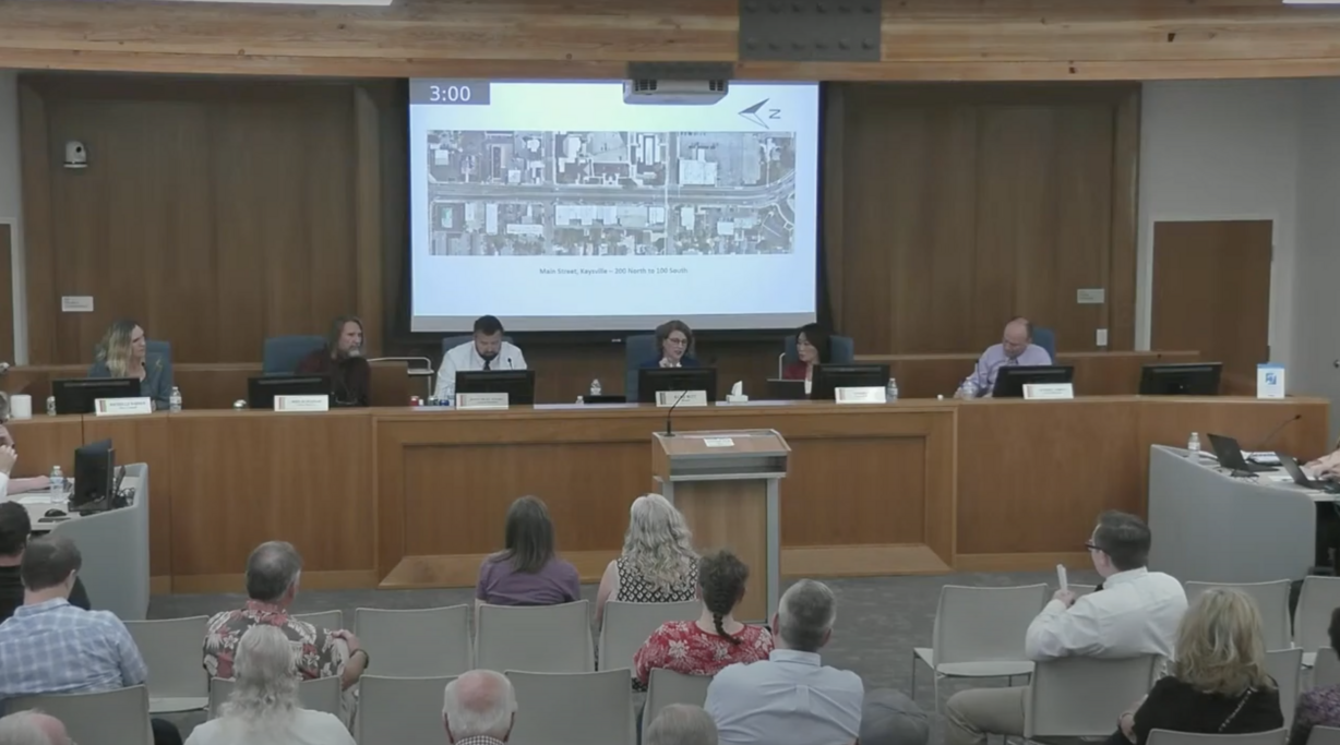 Kaysville Mayor Katie Witt, center, and members of the Kaysville City Council discuss the future of the Old Kaysville City Hall and Library during a city council meeting Thursday.