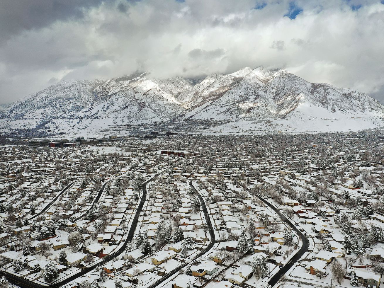 Snow covers the Salt Lake Valley and Wasatch Mountains
on Wednesday, Feb. 17, 2021.