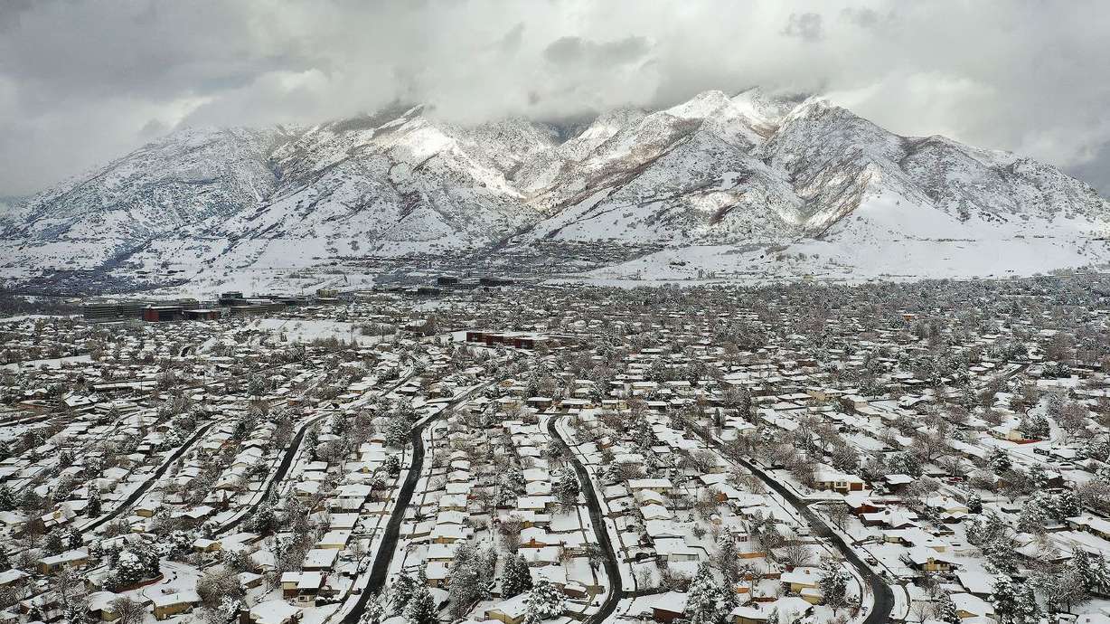 Snow covers the Salt Lake Valley and Wasatch Mountains
on Wednesday, Feb. 17, 2021.