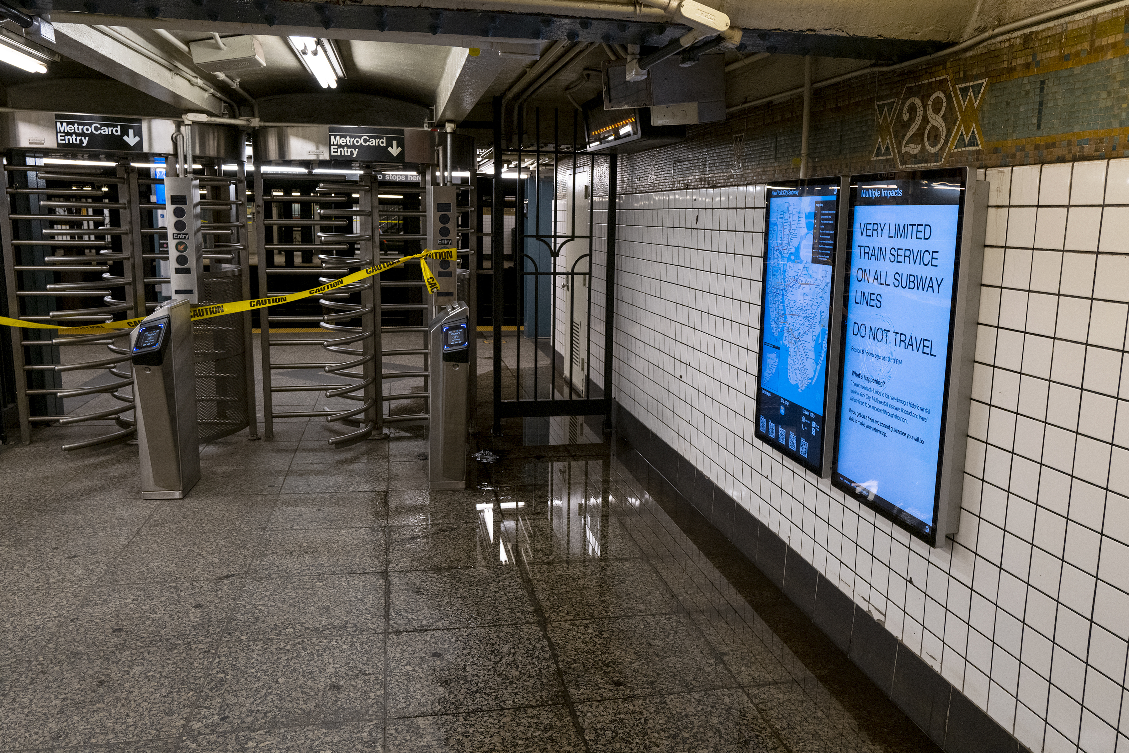 A subway station that had earlier flooded remains closed after a state of emergency was declared in New York Thursday, Sept 2, 2021, as the remnants of Hurricane Ida remained powerful as it moved along the Eastern seaboard.