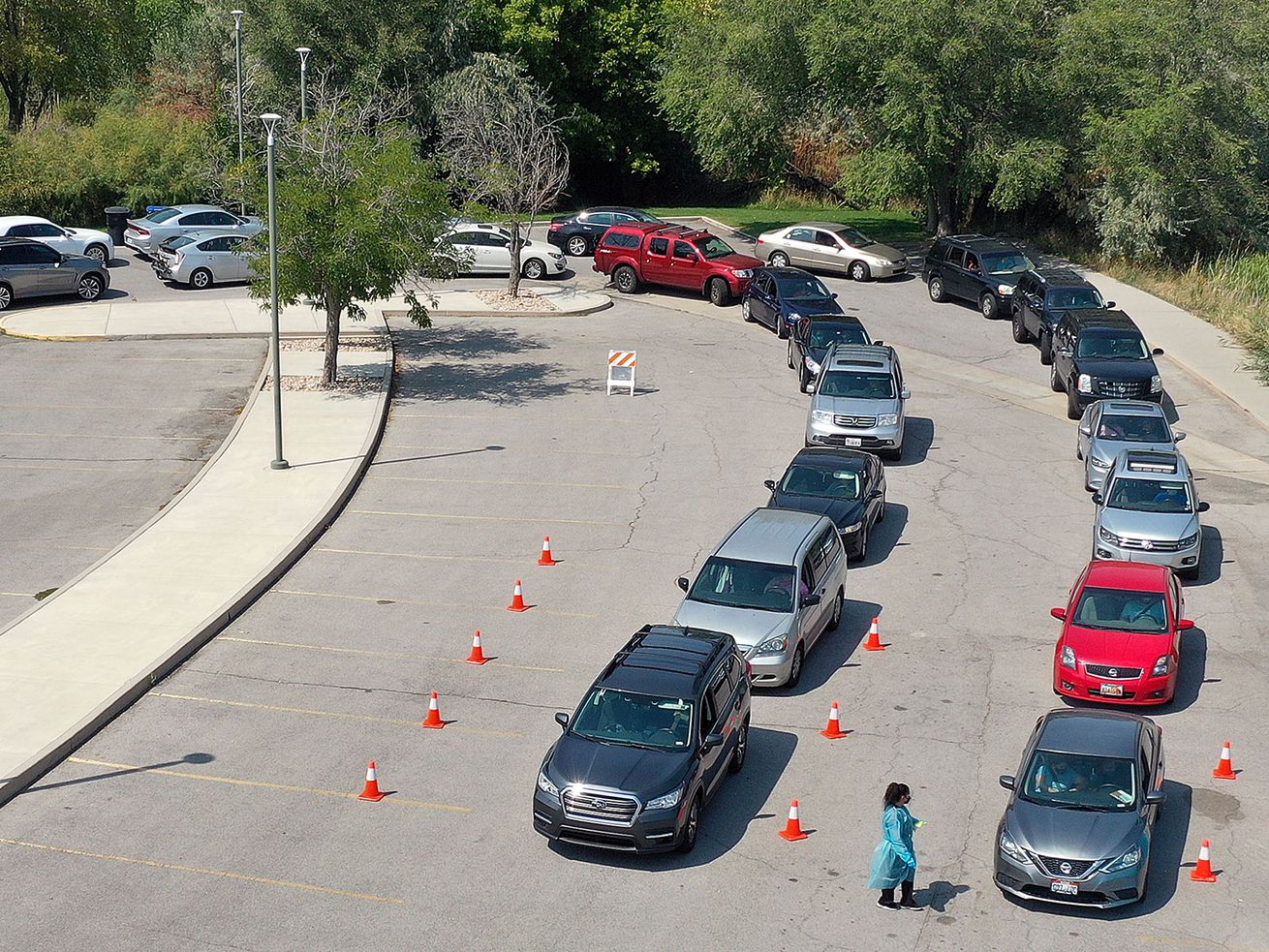 Vehicles line up outside of a COVID-19 testing site at the Mount Olympus Senior Center in Millcreek on Tuesday.
While doctors acknowledge COVID-19 usually causes minor symptoms in children, officials at Primary Children's Hospital say they're grappling with an influx of patients with coronavirus and other respiratory infections.