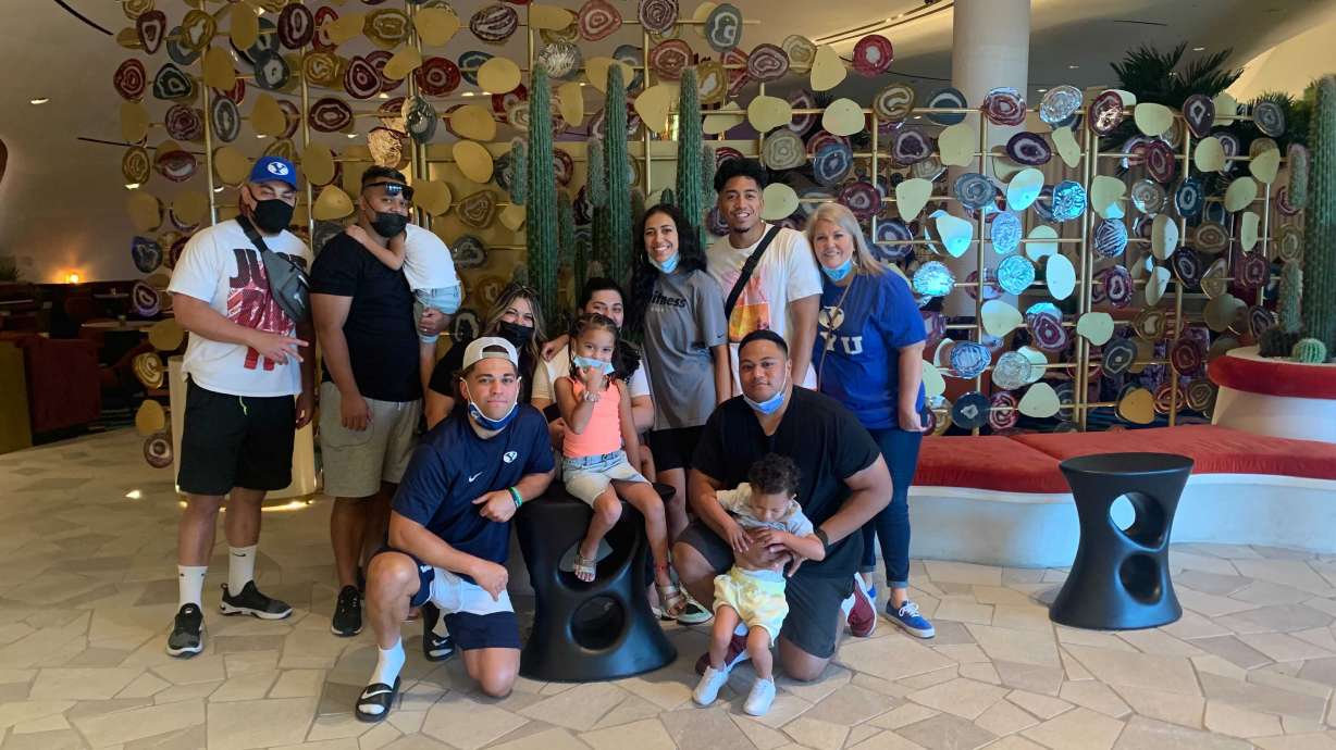 The Katoa family together in Las Vegas ahead of BYU's season opener against Arizona.