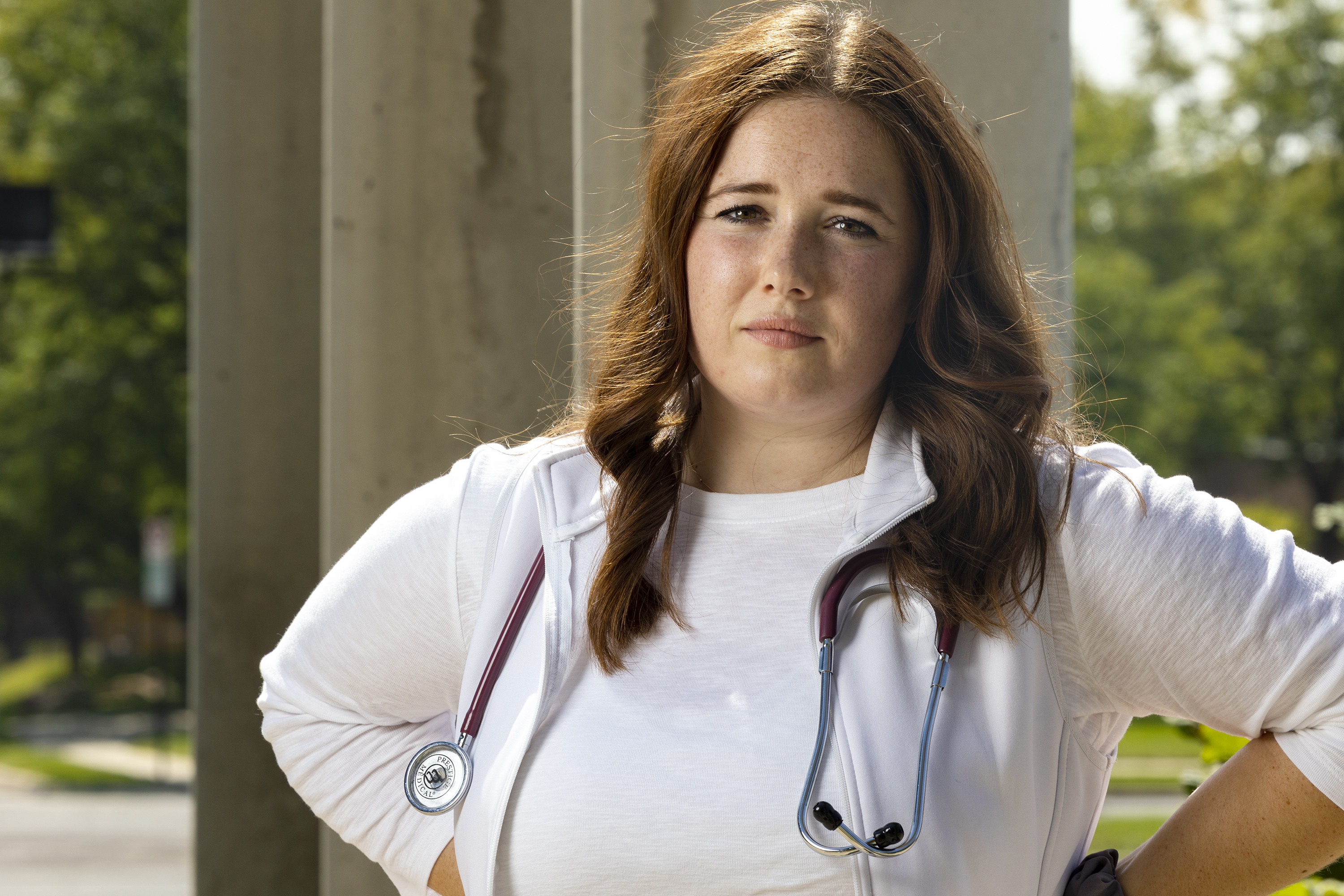 Robin Grigg, clinical nurse coordinator at the Utah Diabetes and Endocrinology Center at the University of Utah, poses for a photo outside of the center in Salt Lake City on Wednesday. Grigg recently worked in the intensive care unit at the U.