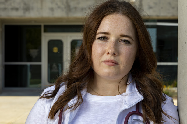 Robin Grigg, clinical nurse coordinator at the Utah Diabetes and Endocrinology Center at the University of Utah, poses for a photo outside of the center in Salt Lake City on Wednesday. Grigg previously worked in the intensive care unit at the U.