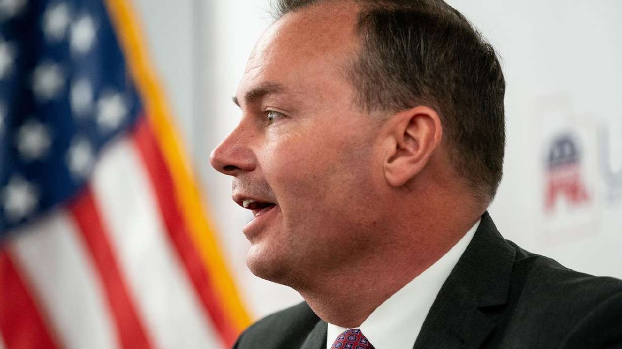 Sen. Mike Lee, R-Utah, speaks during an election night event for Republican candidates in at the Utah Association of
Realtors building in Sandy on Nov. 3, 2020. Lee wants the U.S. Supreme Court to overturn a Maine law that prevents students from receiving tuition assistance if they choose to attend schools the state deems religious or "sectarian.”