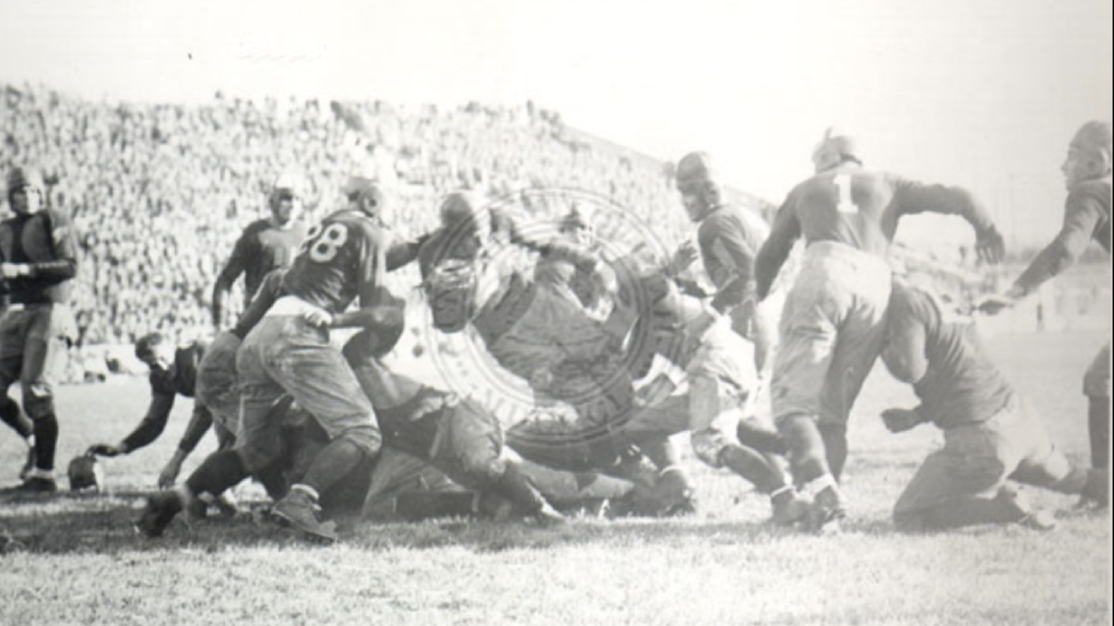 The University of Utah football team plays a game against Montana in 1905, when BYU still banned the game. Football returned to BYU in 1919, a year after an attempted game against Utah.