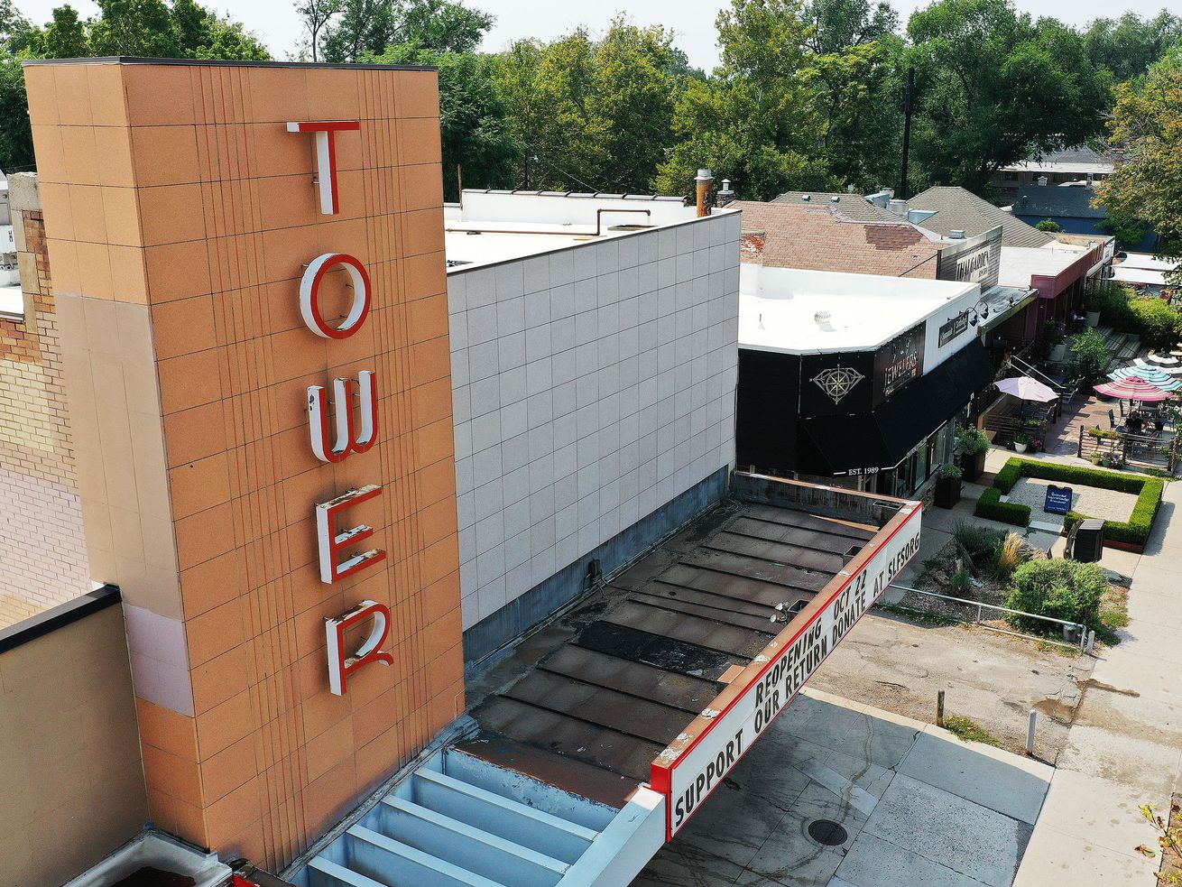 The Tower Theatre in Salt Lake City is pictured on Friday, Aug. 27. The Salt Lake Film Society oversees one of the biggest art house cinema operations in the country but last spring shut its doors due to COVID-19. The society has developed and launched its own custom streaming platform.