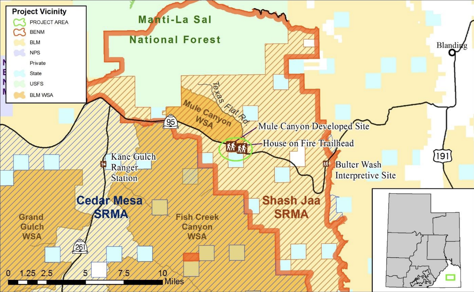 This map shows where the proposed House on Fire trailhead would be in relation to the general Bears Ears National Monument area.