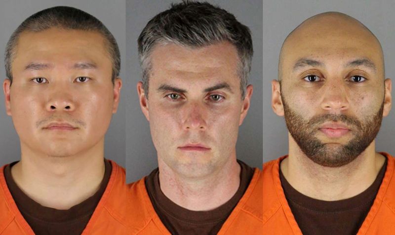 (L-R) Former Minneapolis police officers Tou Thao, Thomas Lane and J. Alexander Kueng in a combination of booking photographs.