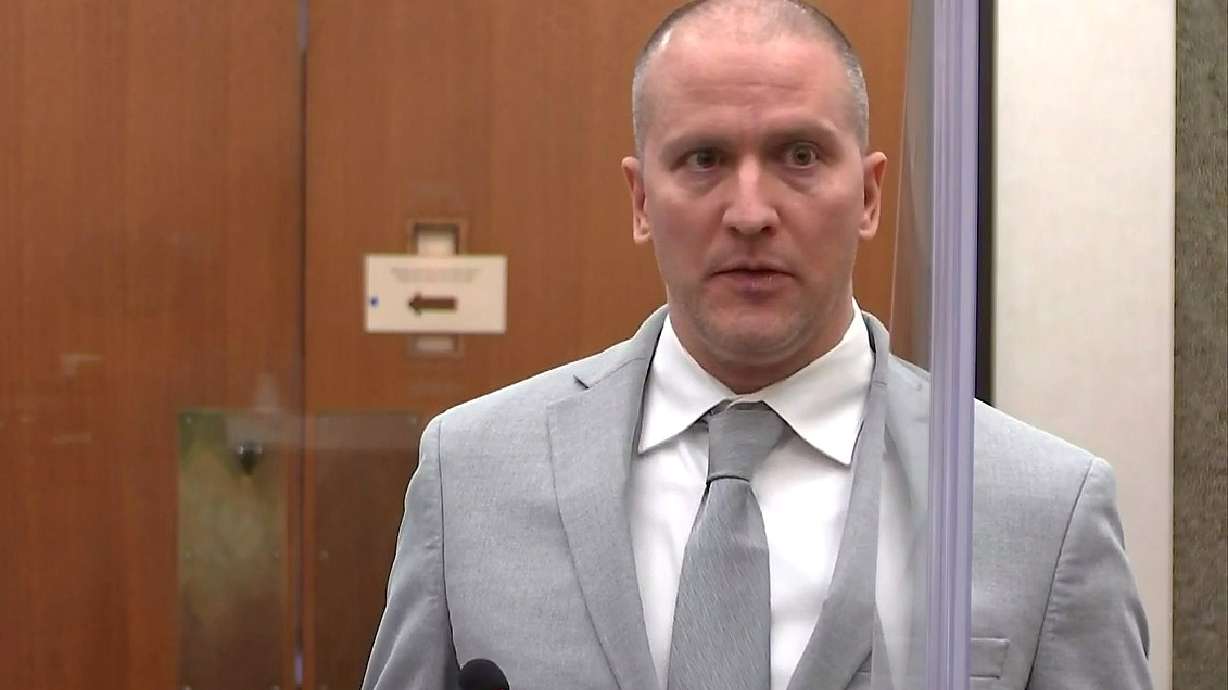 Former Minneapolis police officer Derek Chauvin addresses his sentencing hearing and the judge as he awaits his sentence after being convicted of murder in the death of George Floyd in Minneapolis, Minnesota, U.S. June 25. On Thursday, he pleaded not guilty Thursday to violating a teenager's civil rights by using a neck restraint similar to the one that killed Floyd.