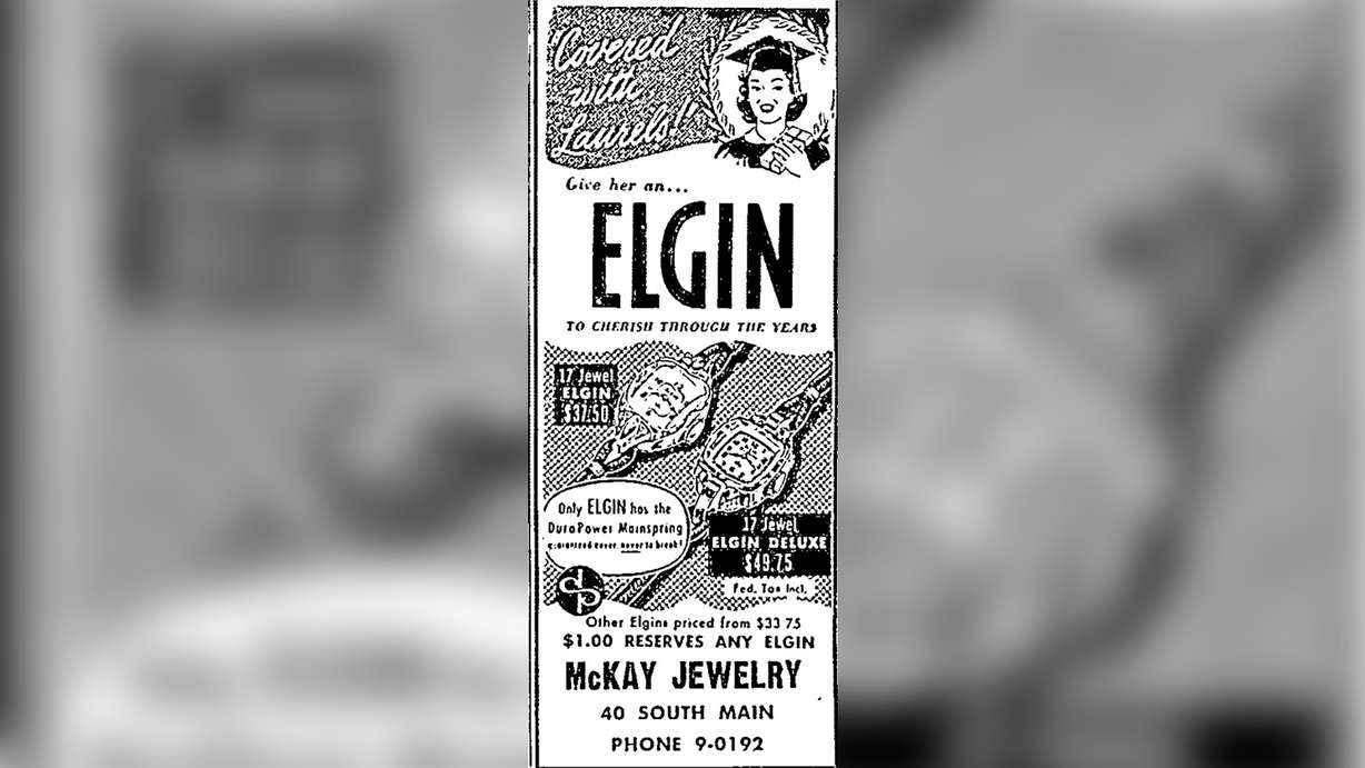 A newspaper ad for McKay Diamonds & Jewelry that appeared in a 1951 edition of the Salt Lake Telegram. Robert McKay opened the business in 1949 and owned it until his retirement in 2010.