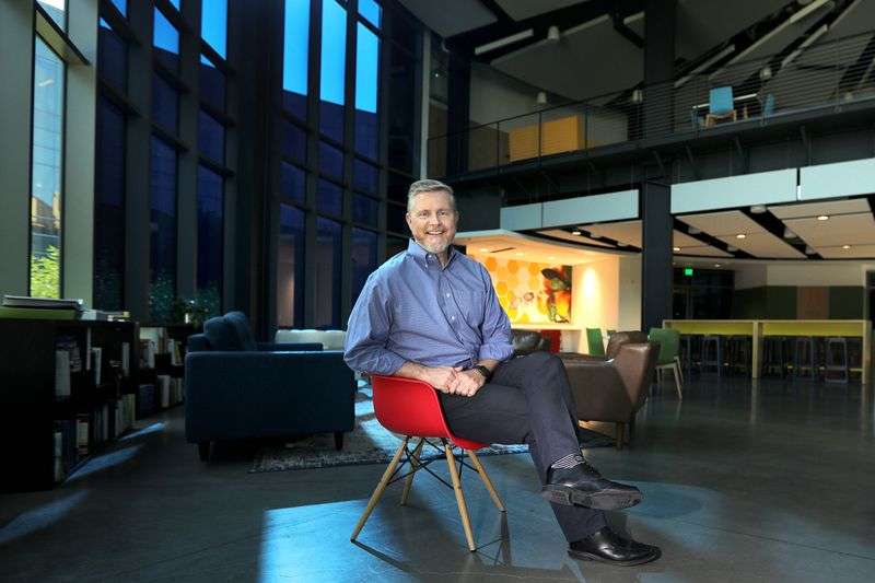 Overstock CEO Jonathan Johnson poses for a portrait at
the Overstock headquarters in Midvale on Wednesday.