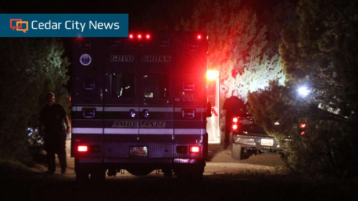 Emergency responders at the scene of a fatal auto-pedestrian accident near Westview Drive in Cedar City Thursday.