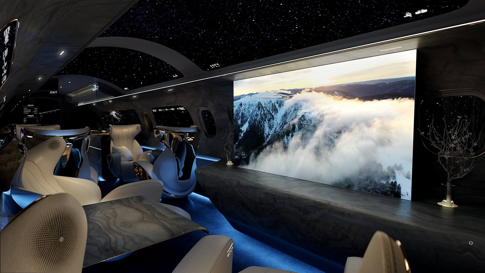 The Maverick Project replaces traditional porthole cabin windows with virtual screens.