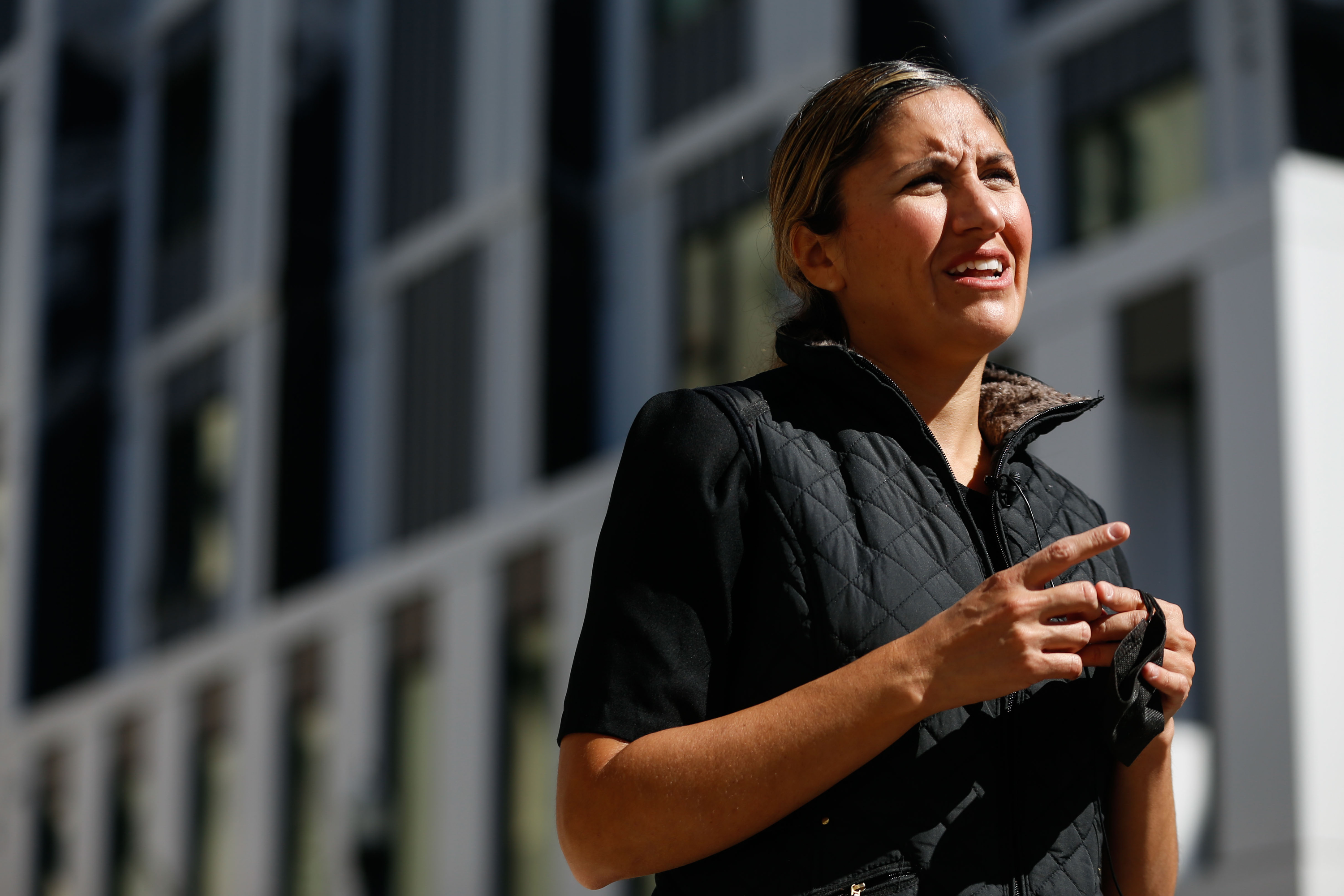 Ana Valdemoros, chairwoman of the board of director's of Salt Lake City’s redevelopment agency, speaks during a press conference announcing a notice of funding availability for the development of affordable housing in the city on Tuesday.