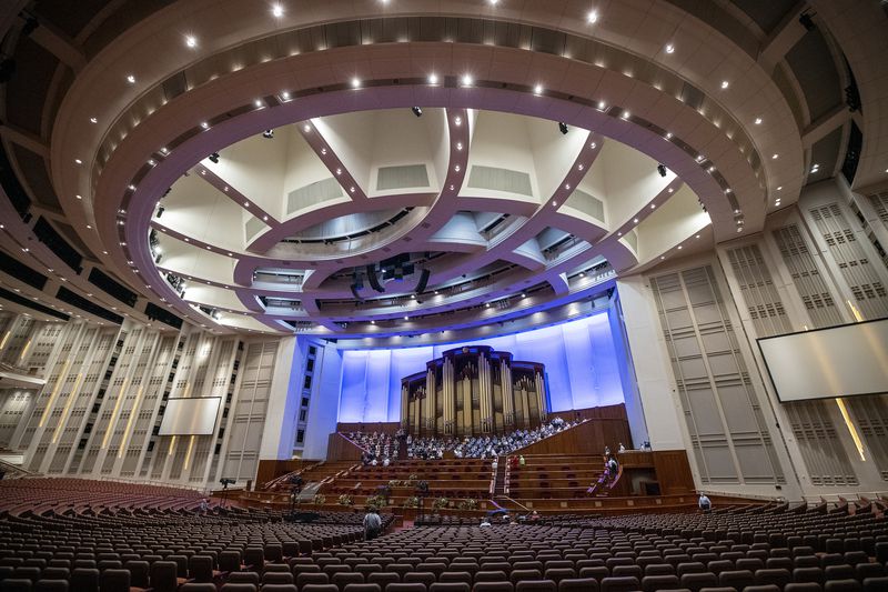 The Tabernacle Choir at Temple Square rehearses at the
Conference Center in Salt Lake City on Tuesday.